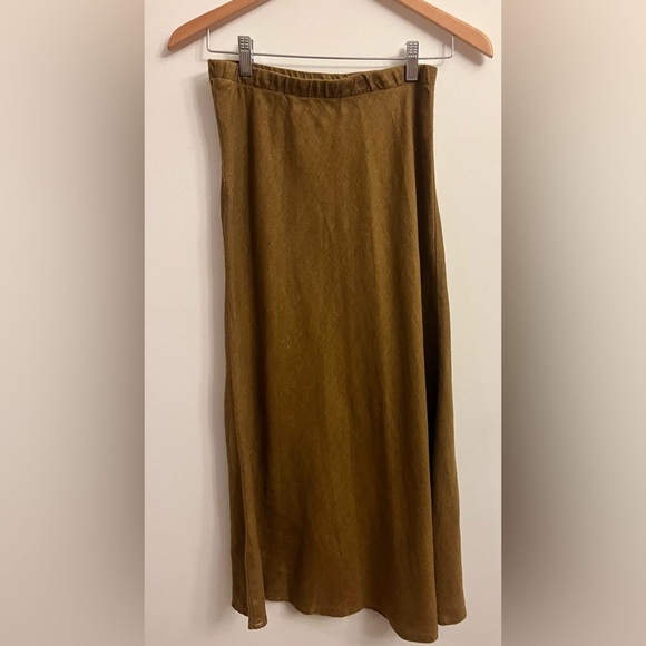 Vintage Linen Skirt Brown SMALL - Picture 2 of 5